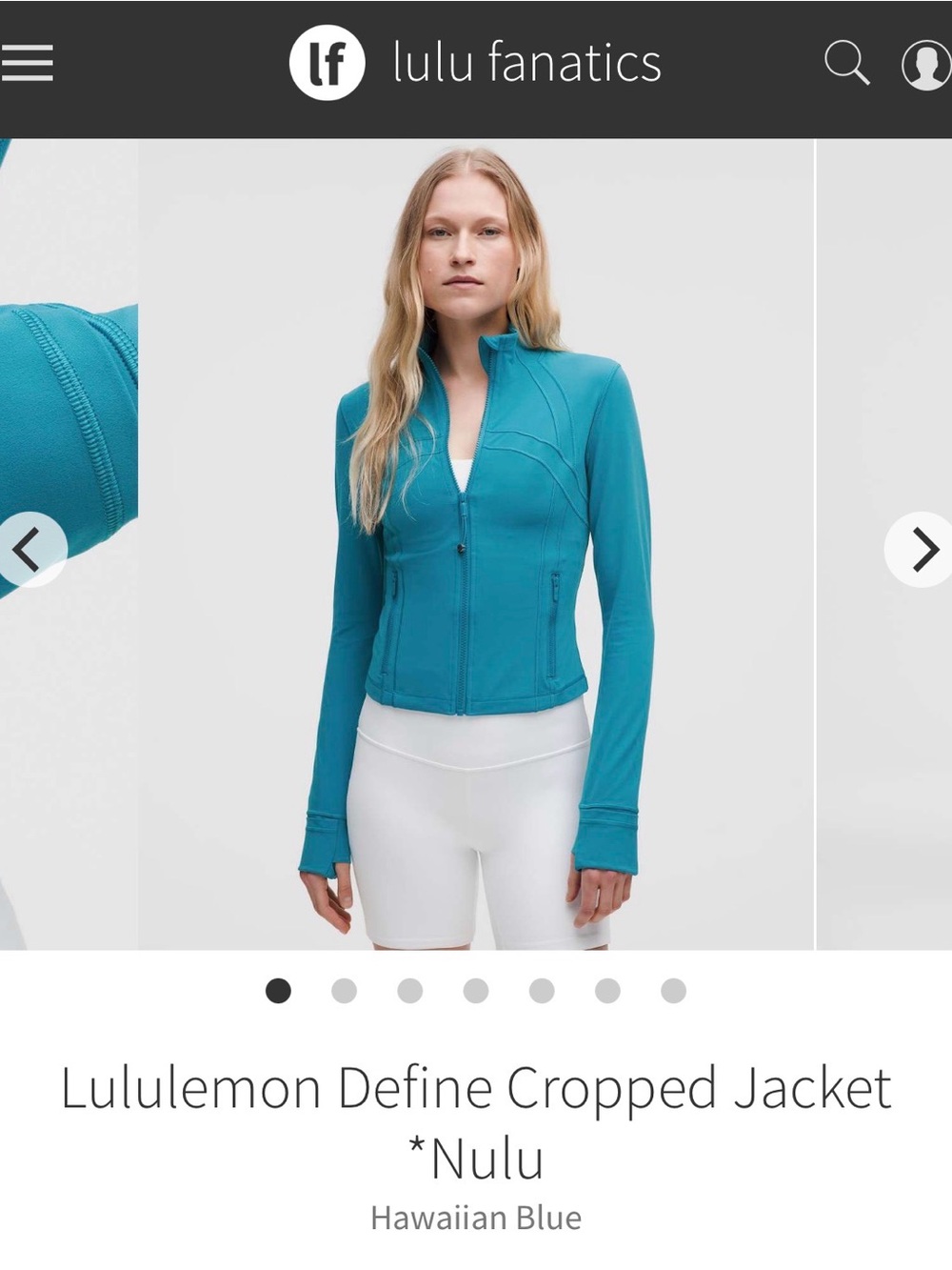 NWOT Lululemon Define Cropped Jacket *Nulu Sz 12 *Hawaiian Blue